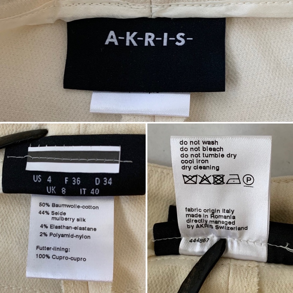 Akris Magda Cotton Silk Pleated Ankle-Crop Trousers in Off-White Size 4 - Picture 13 of 14